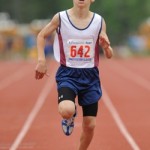 Shattering the previous Midget Boys record in the 400m Dash for the Constitution Classic by nearly eight (8) seconds, Country Mills Eagles' Mitch Flanger sets a much higher standard with a time of 1:07.83.  It is the combination of great disciplined form, and a set of perfectly aerodynamic sun glasses.